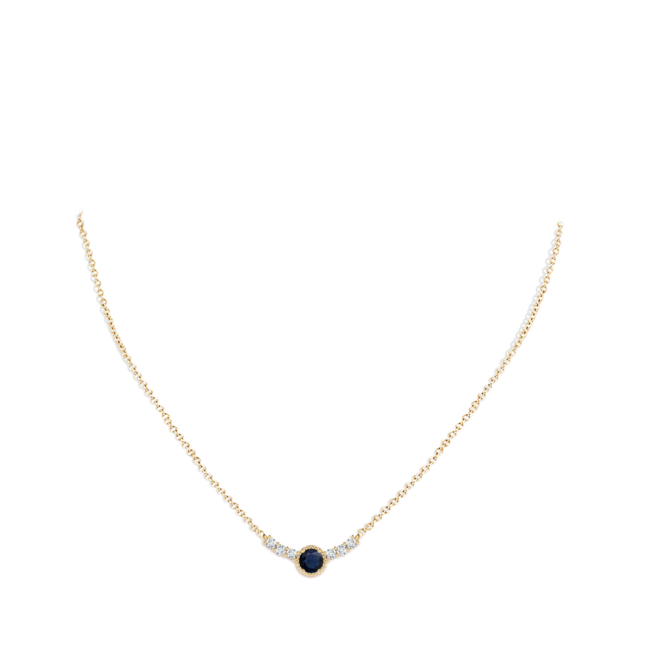3.5mm A Vintage Inspired Sapphire and Diamond Curved Bar Pendant in Yellow Gold pen