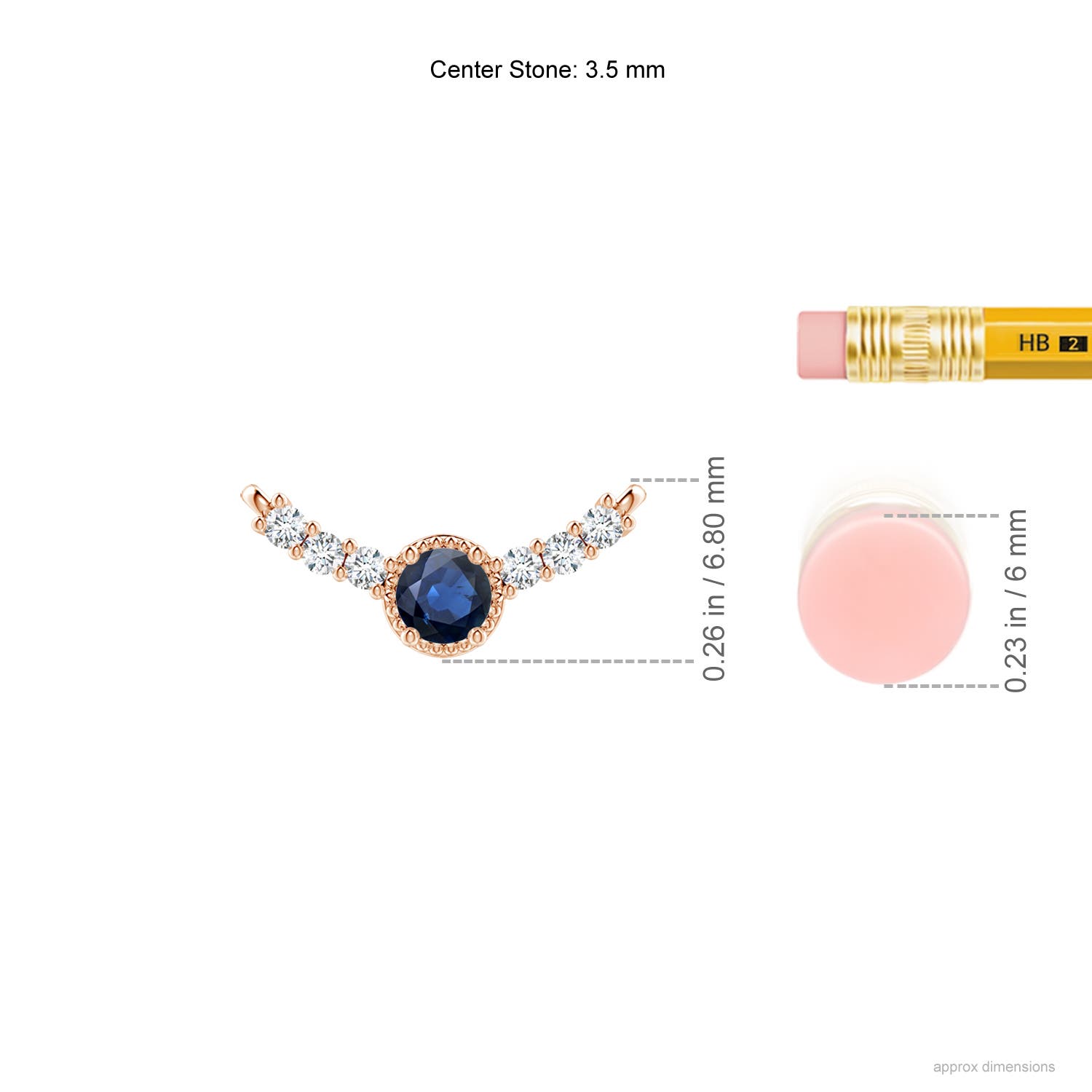 AA - Blue Sapphire / 0.33 CT / 14 KT Rose Gold