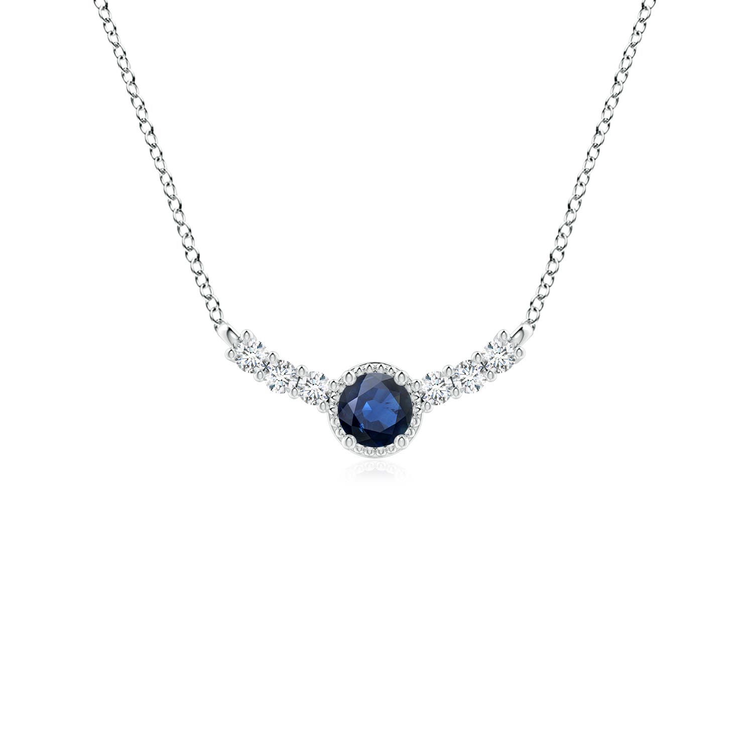 AA - Blue Sapphire / 0.33 CT / 14 KT White Gold