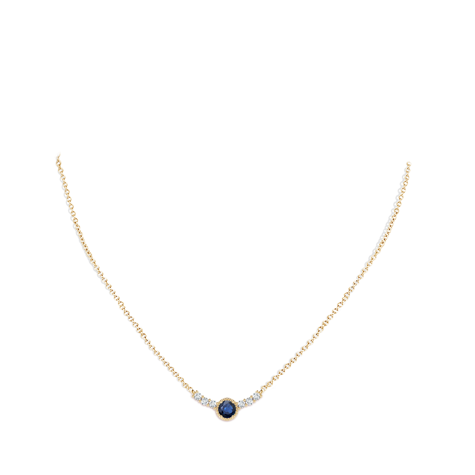 3.5mm AA Vintage Inspired Sapphire and Diamond Curved Bar Pendant in Yellow Gold pen