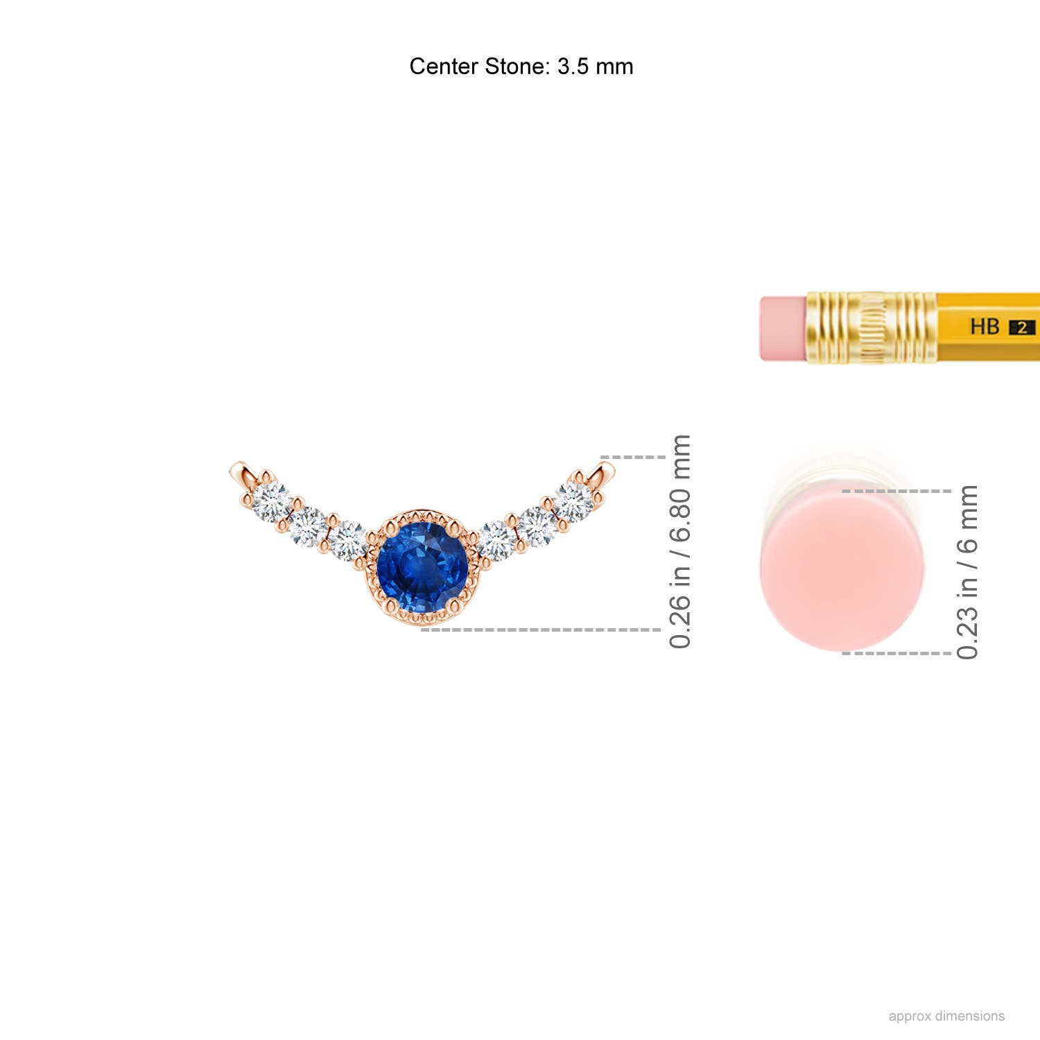 AAA - Blue Sapphire / 0.33 CT / 14 KT Rose Gold