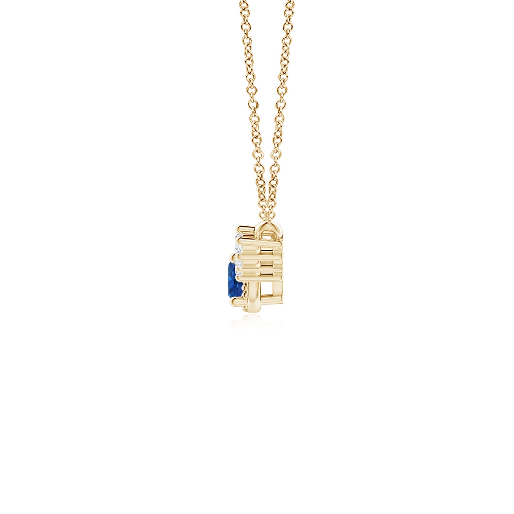3.5mm AAA Vintage Inspired Sapphire and Diamond Curved Bar Pendant in Yellow Gold Side 199