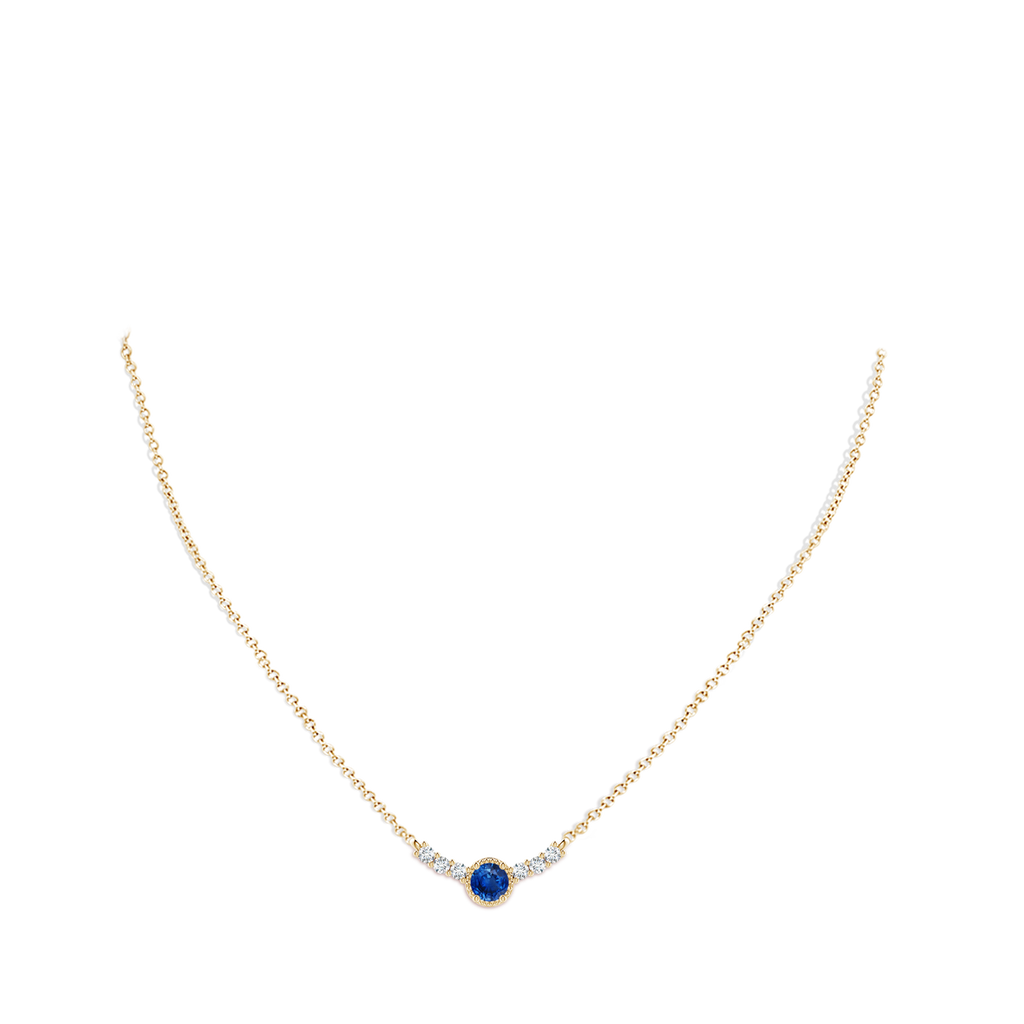 3.5mm AAA Vintage Inspired Sapphire and Diamond Curved Bar Pendant in Yellow Gold pen