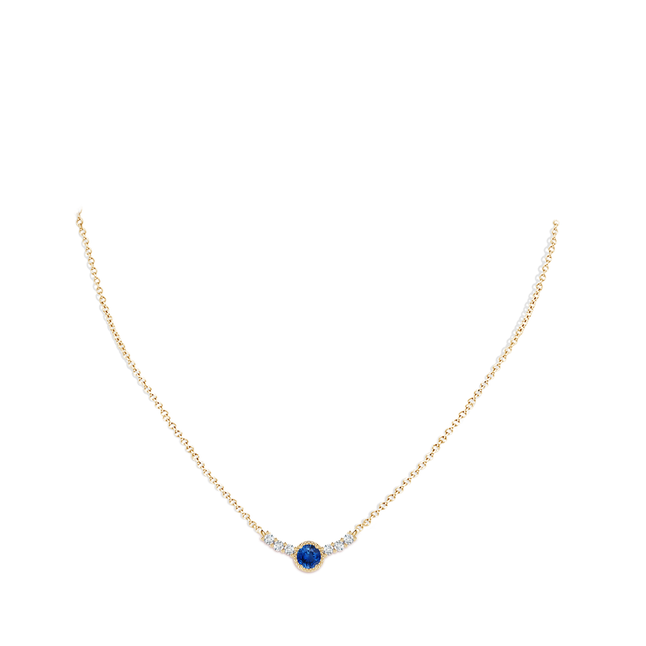 3.5mm AAA Vintage Inspired Sapphire and Diamond Curved Bar Pendant in Yellow Gold pen