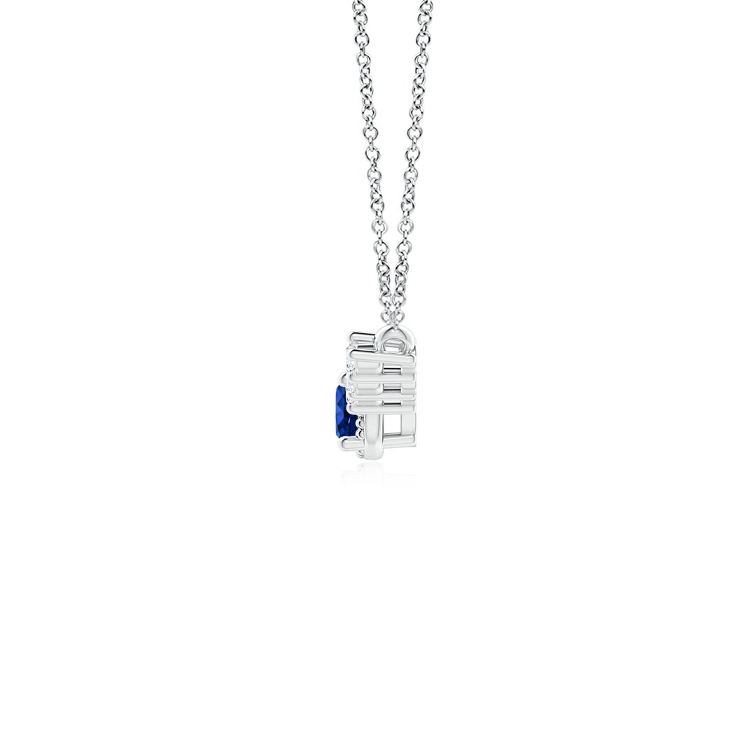 3.5mm AAAA Vintage Inspired Sapphire and Diamond Curved Bar Pendant in 18K White Gold - side 2