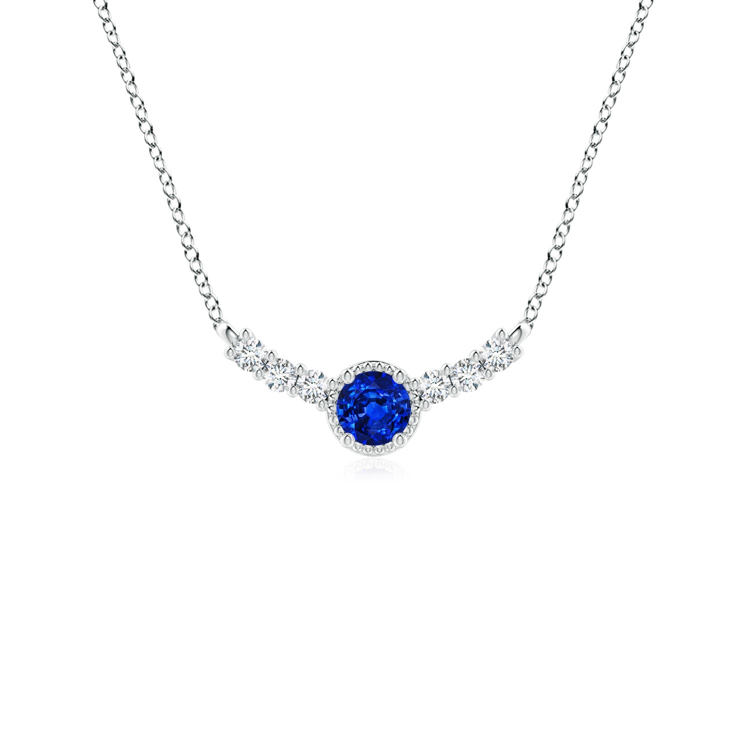 AAAA - Blue Sapphire / 0.33 CT / 14 KT White Gold