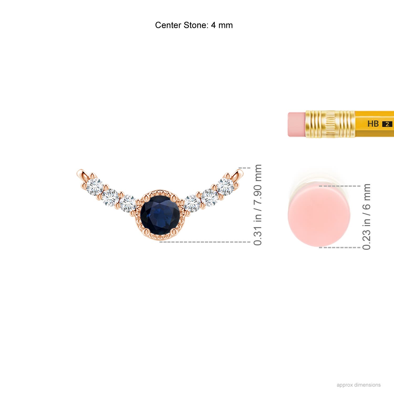 A - Blue Sapphire / 0.48 CT / 14 KT Rose Gold