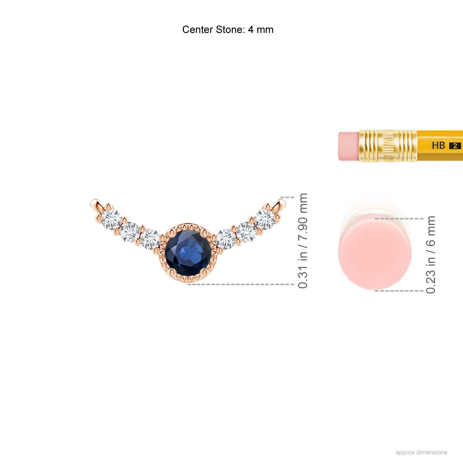 AA - Blue Sapphire / 0.48 CT / 14 KT Rose Gold