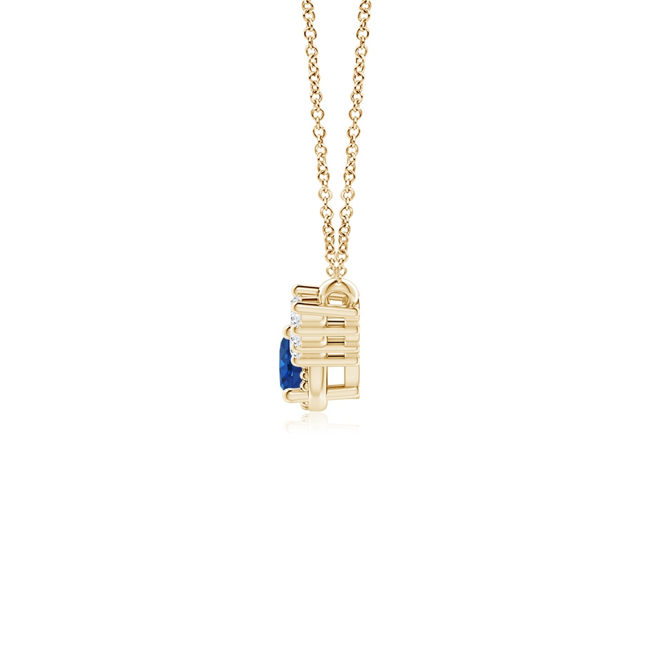4mm AAA Vintage Inspired Sapphire and Diamond Curved Bar Pendant in 18K Yellow Gold side 199