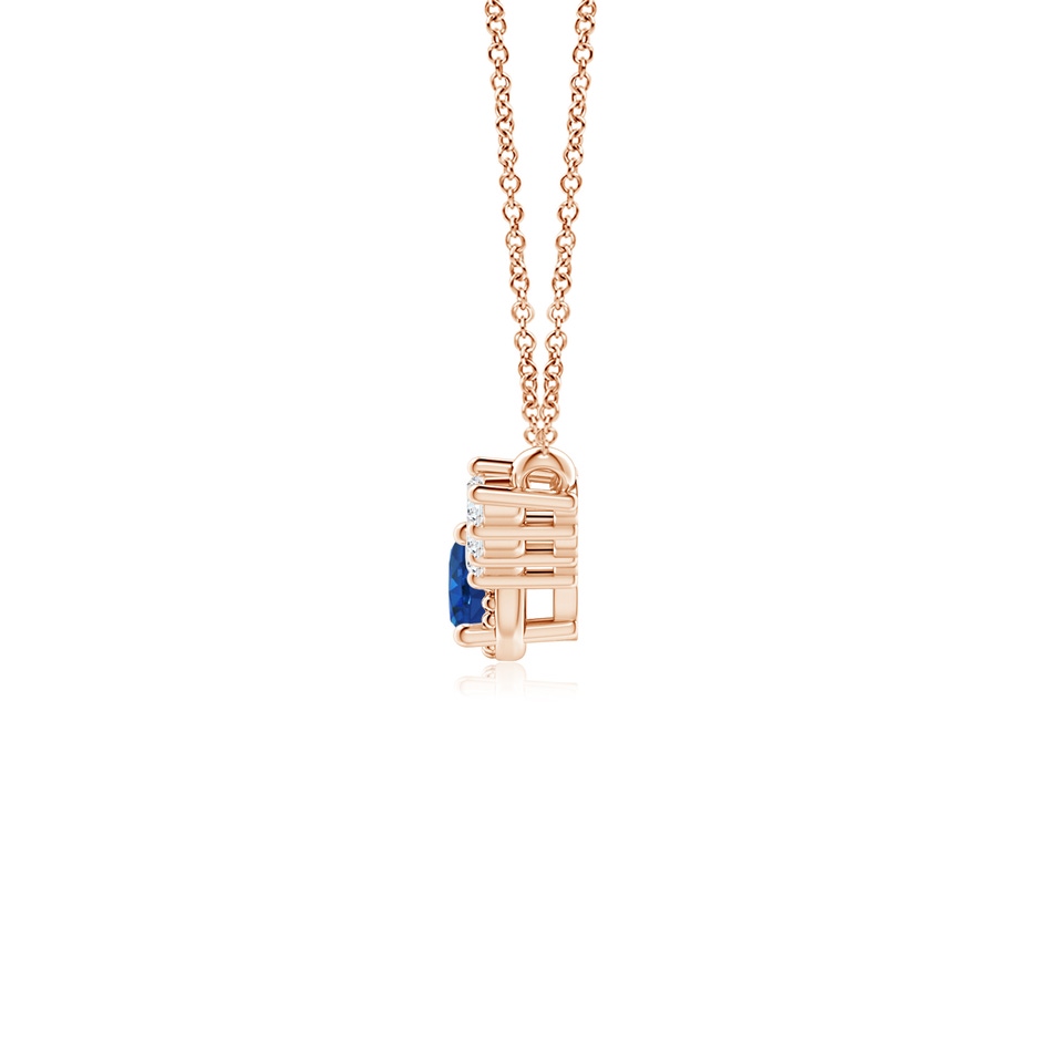 4mm AAA Vintage Inspired Sapphire and Diamond Curved Bar Pendant in Rose Gold side 199