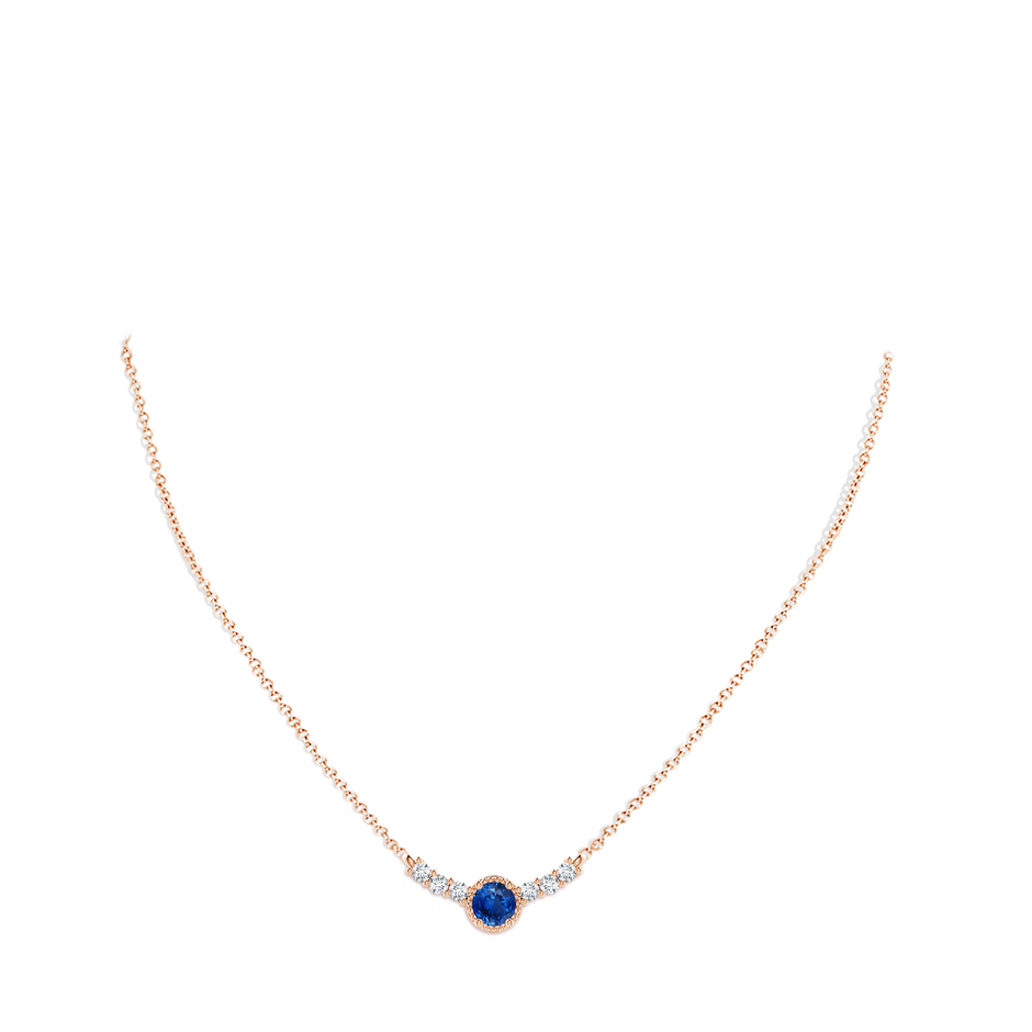 4mm AAA Vintage Inspired Sapphire and Diamond Curved Bar Pendant in Rose Gold pen
