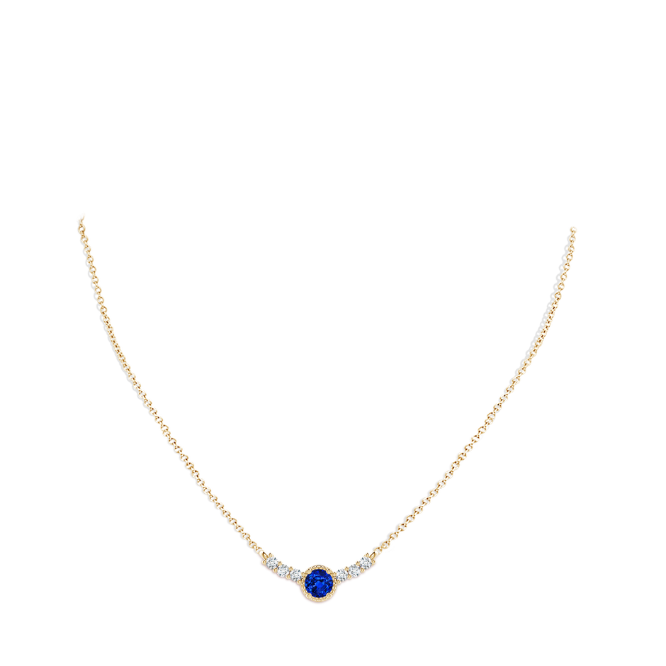4mm AAAA Vintage Inspired Sapphire and Diamond Curved Bar Pendant in 18K Yellow Gold pen