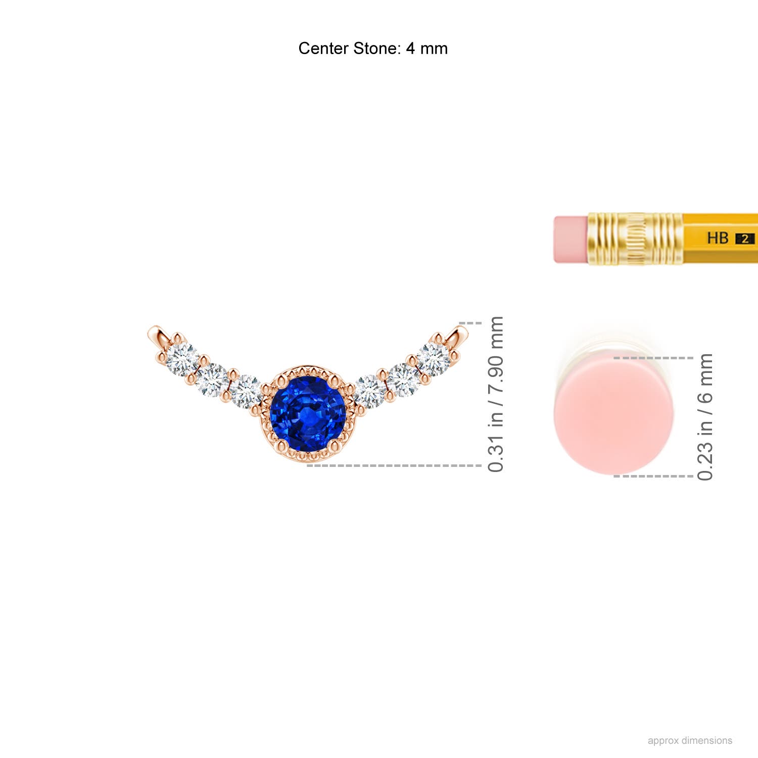 AAAA - Blue Sapphire / 0.48 CT / 14 KT Rose Gold