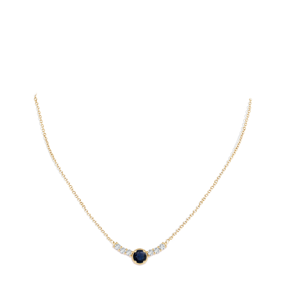 6mm A Vintage Inspired Sapphire and Diamond Curved Bar Pendant in Yellow Gold pen