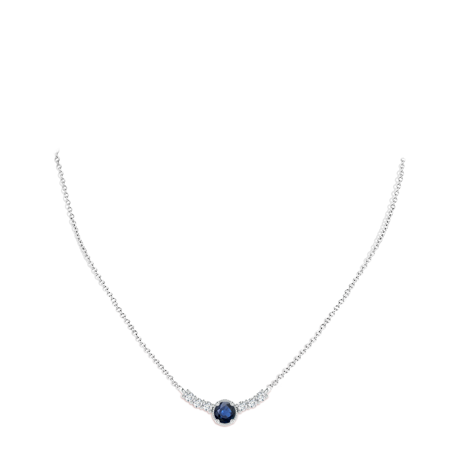 6mm AA Vintage Inspired Sapphire and Diamond Curved Bar Pendant in White Gold pen