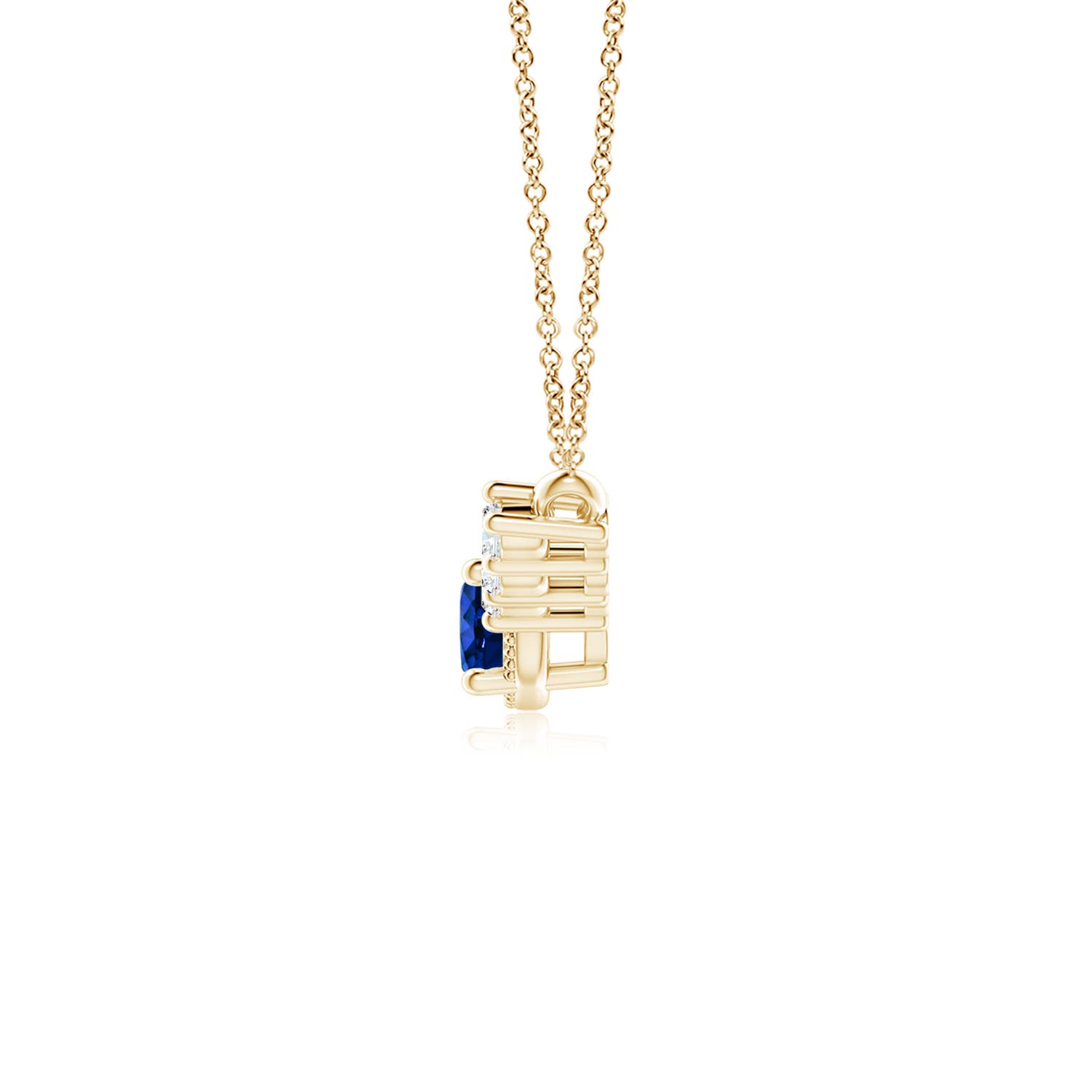 6mm AAAA Vintage Inspired Sapphire and Diamond Curved Bar Pendant in 18K Yellow Gold