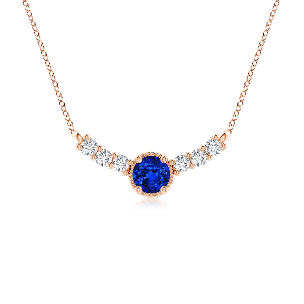 6mm Lab-Grown Vintage Inspired Sapphire and Diamond Curved Bar Pendant in Rose Gold