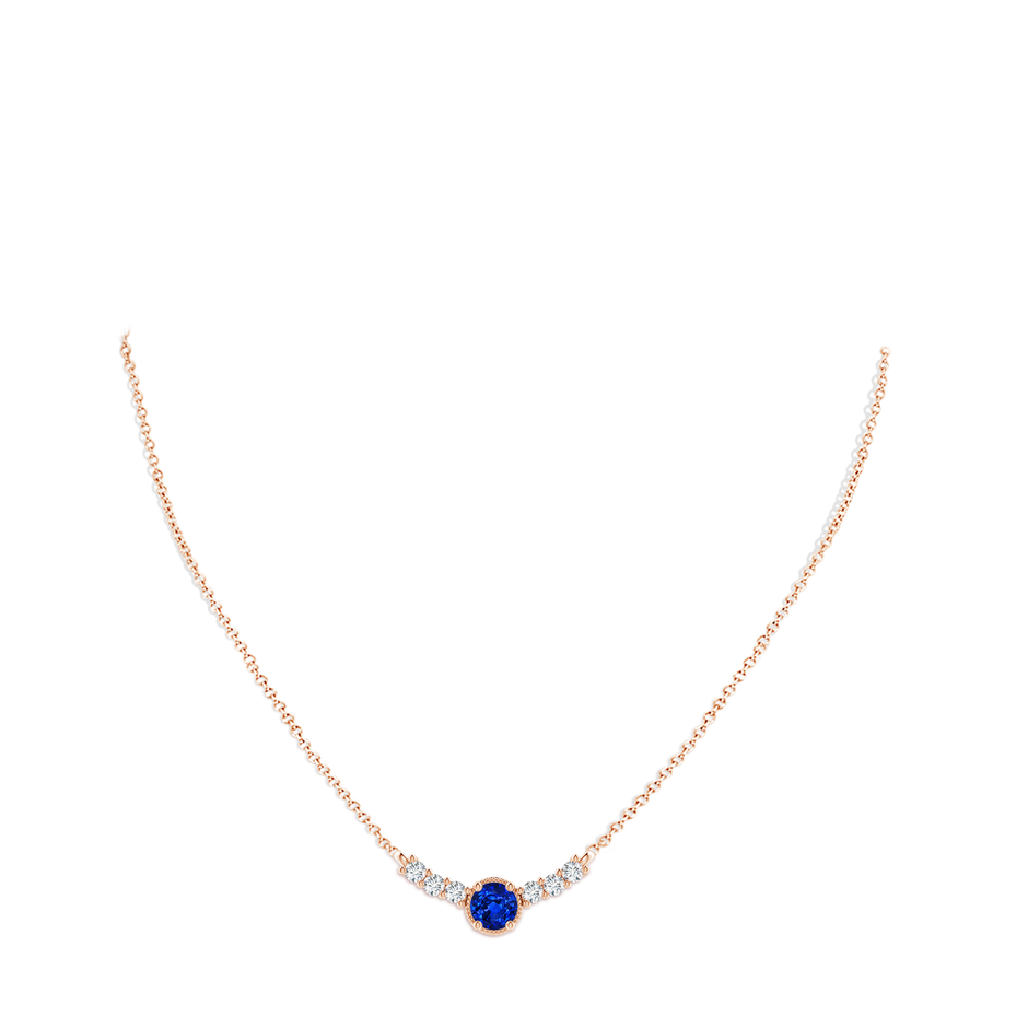 6mm Lab-Grown Vintage Inspired Sapphire and Diamond Curved Bar Pendant in Rose Gold pen