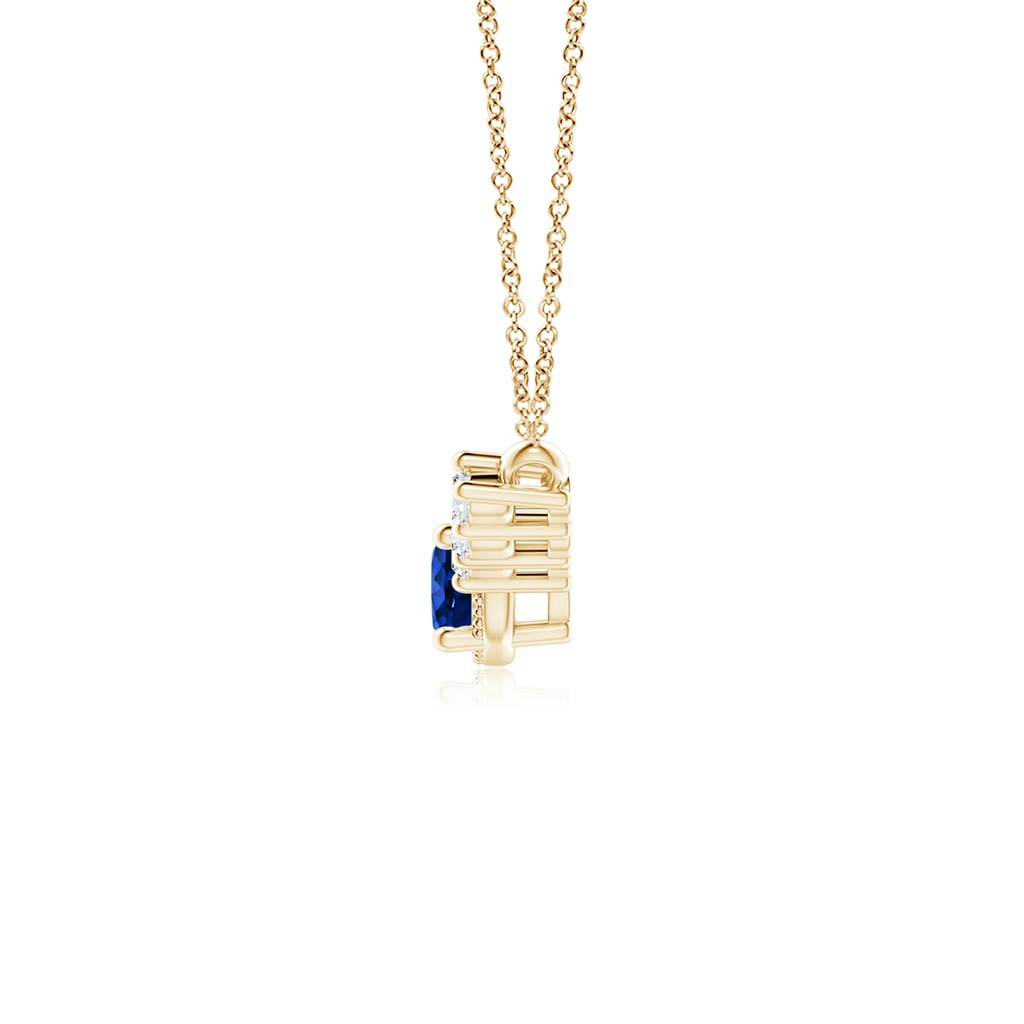 6mm Lab-Grown Vintage Inspired Sapphire and Diamond Curved Bar Pendant in Yellow Gold - side 199