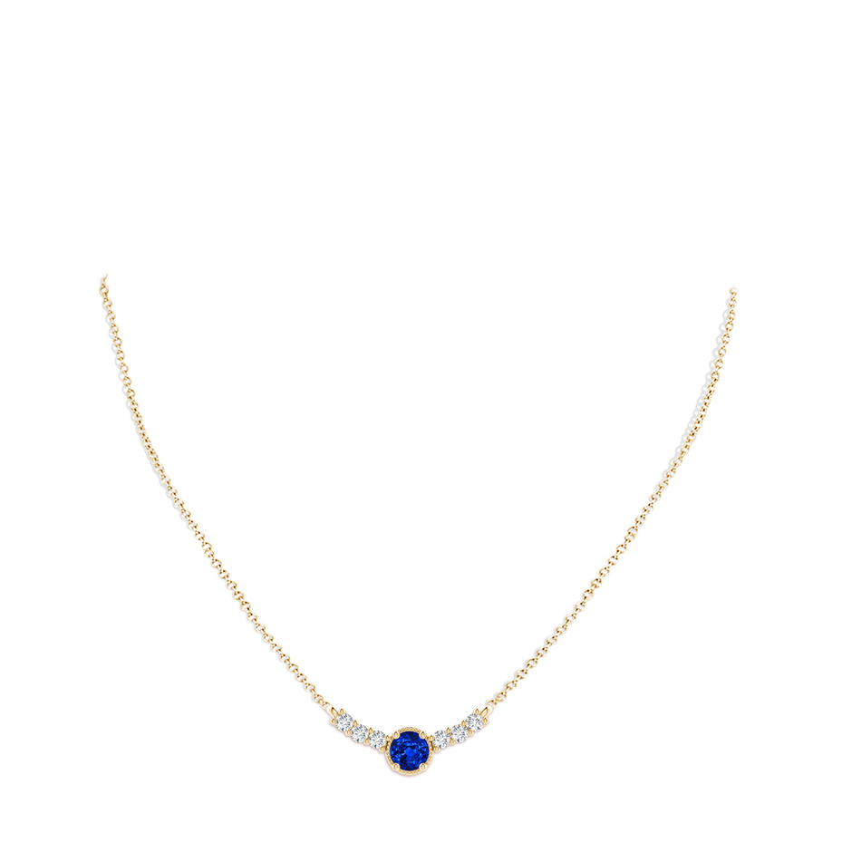 6mm Lab-Grown Vintage Inspired Sapphire and Diamond Curved Bar Pendant in Yellow Gold pen