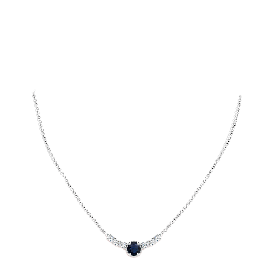7mm A Vintage Inspired Sapphire and Diamond Curved Bar Pendant in White Gold pen