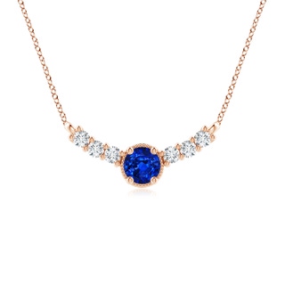 7mm AAAA Vintage Inspired Sapphire and Diamond Curved Bar Pendant in 18K Rose Gold