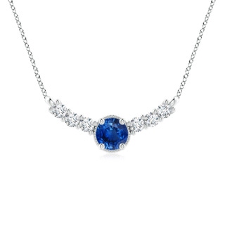 8mm AAA Vintage Inspired Sapphire and Diamond Curved Bar Pendant in P950 Platinum