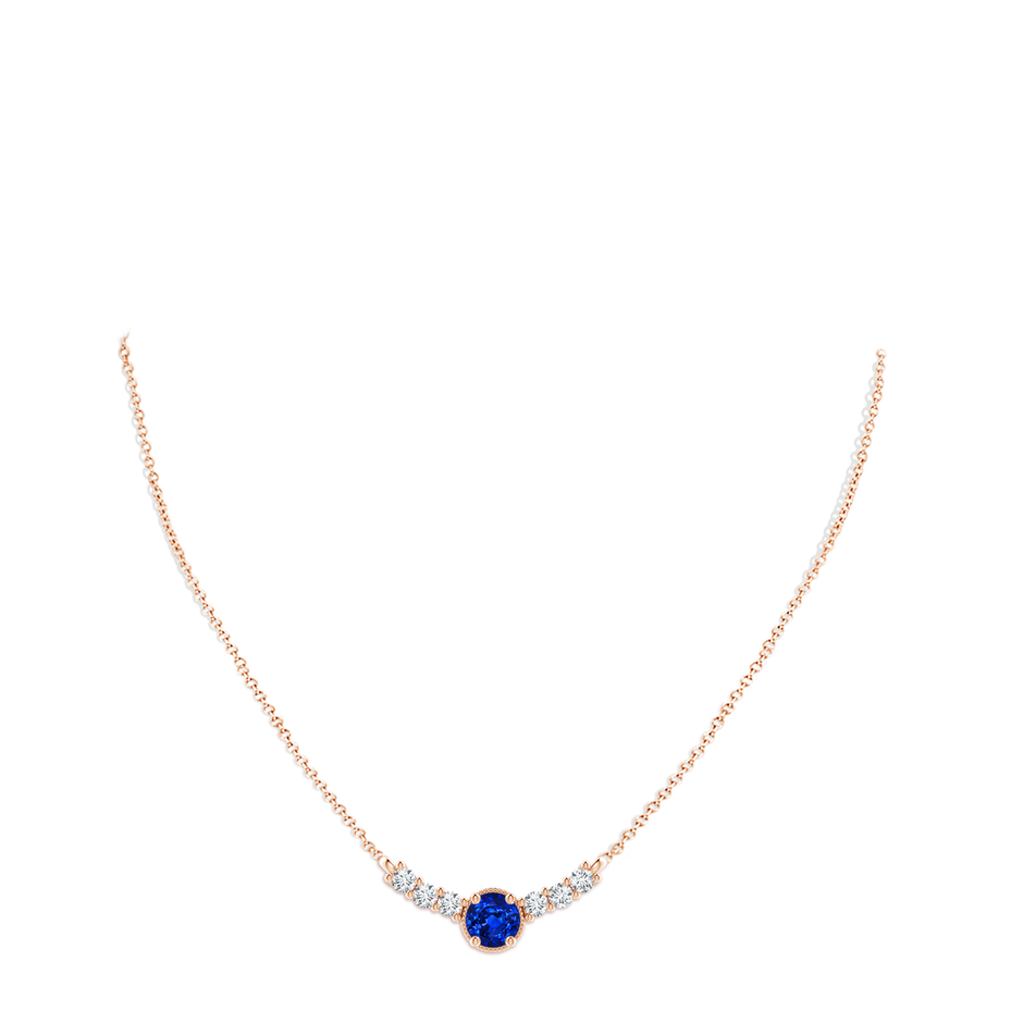 8mm Lab-Grown Vintage Inspired Sapphire and Diamond Curved Bar Pendant in 18K Rose Gold pen