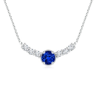 8mm AAAA Vintage Inspired Sapphire and Diamond Curved Bar Pendant in P950 Platinum