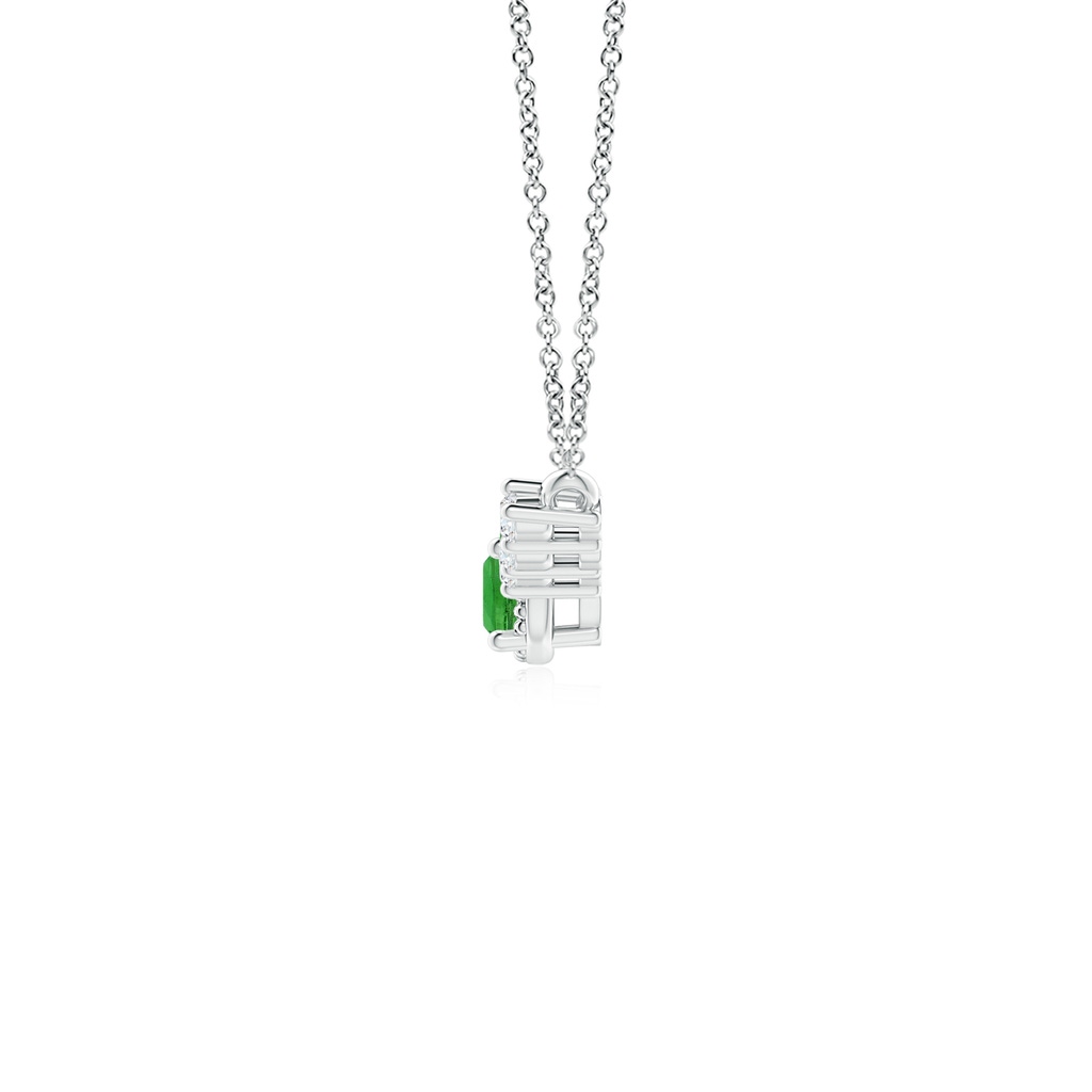 3.5mm AAAA Vintage Inspired Tsavorite and Diamond Curved Bar Pendant in P950 Platinum - side_1
