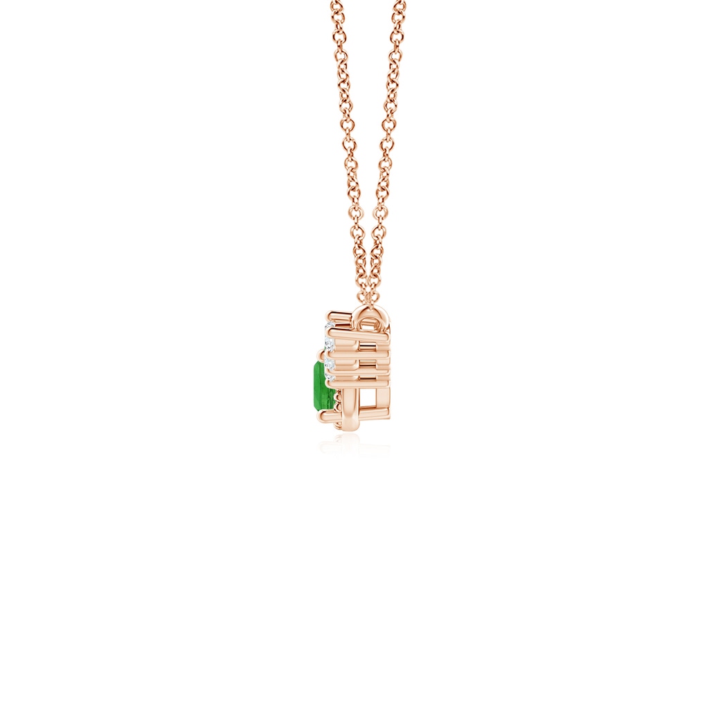 3.5mm AAAA Vintage Inspired Tsavorite and Diamond Curved Bar Pendant in Rose Gold - side_1