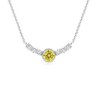 5.1mm AAAA Vintage Inspired Fancy Intense Yellow and White Diamond Curved Bar Pendant in P950 Platinum