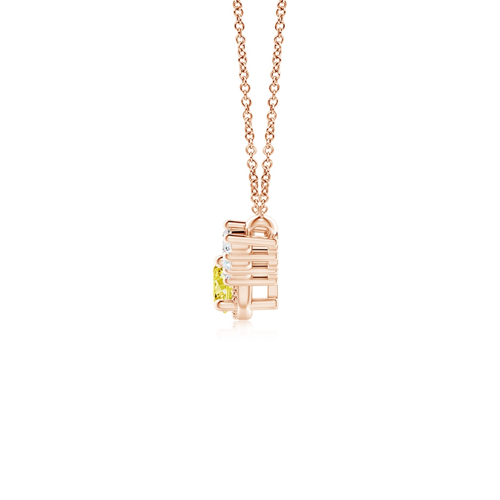 5.1mm AAAA Vintage Inspired Fancy Intense Yellow and White Diamond Curved Bar Pendant in Rose Gold - side 199