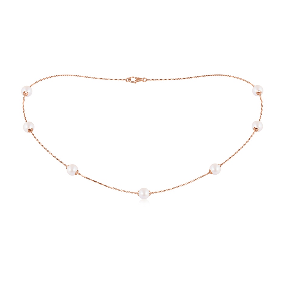 6-6.5mm AA 16" Japanese Akoya Pearl Station Necklace in Rose Gold 