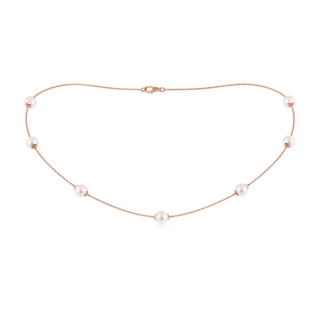 6-6.5mm AAA 16" Japanese Akoya Pearl Station Necklace in Rose Gold