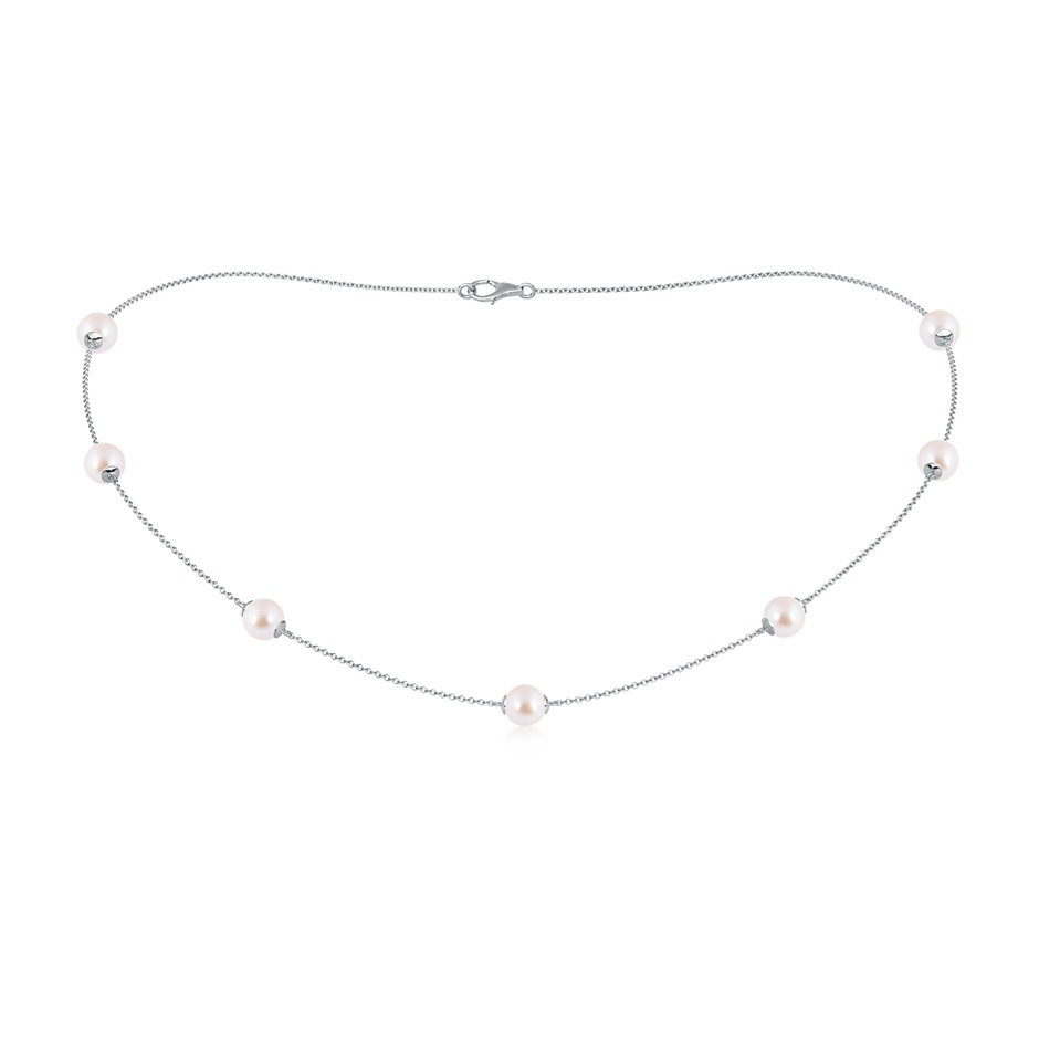 6-6.5mm AAA 16" Japanese Akoya Pearl Station Necklace in White Gold 