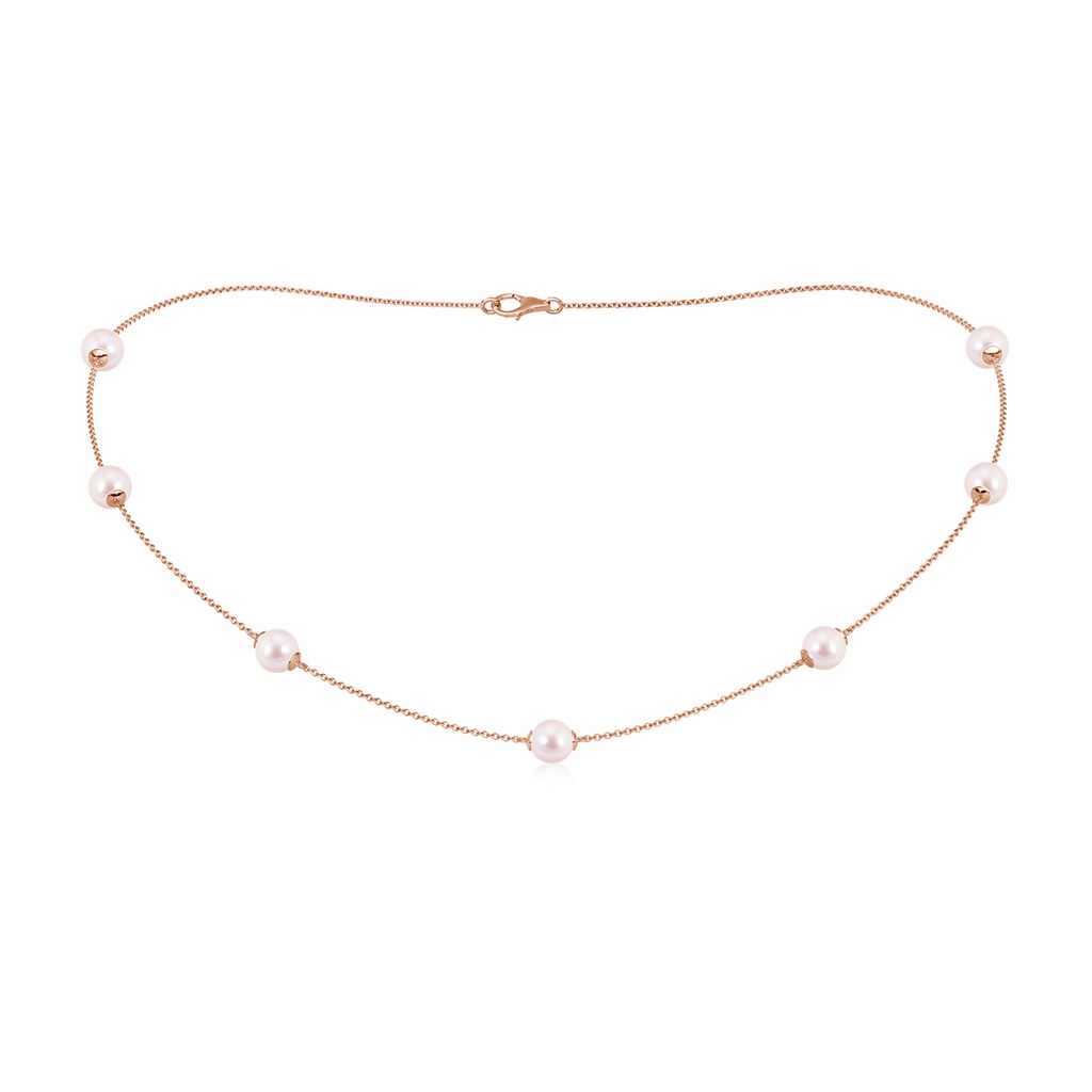 6-6.5mm AAAA 16" Japanese Akoya Pearl Station Necklace in Rose Gold