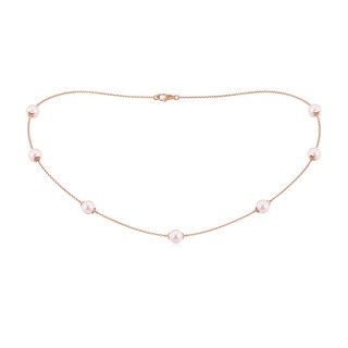 6-6.5mm AAAA 16" Japanese Akoya Pearl Station Necklace in Rose Gold