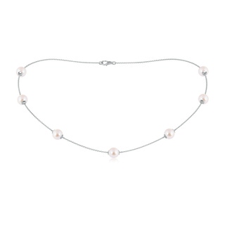 7-7.5mm AAA 16" Japanese Akoya Pearl Station Necklace in White Gold