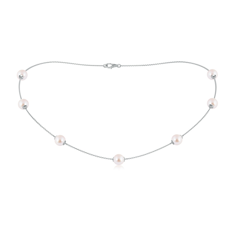 7-7.5mm AAA 16" Japanese Akoya Pearl Station Necklace in White Gold 