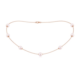 7-7.5mm AAAA 16" Japanese Akoya Pearl Station Necklace in Rose Gold