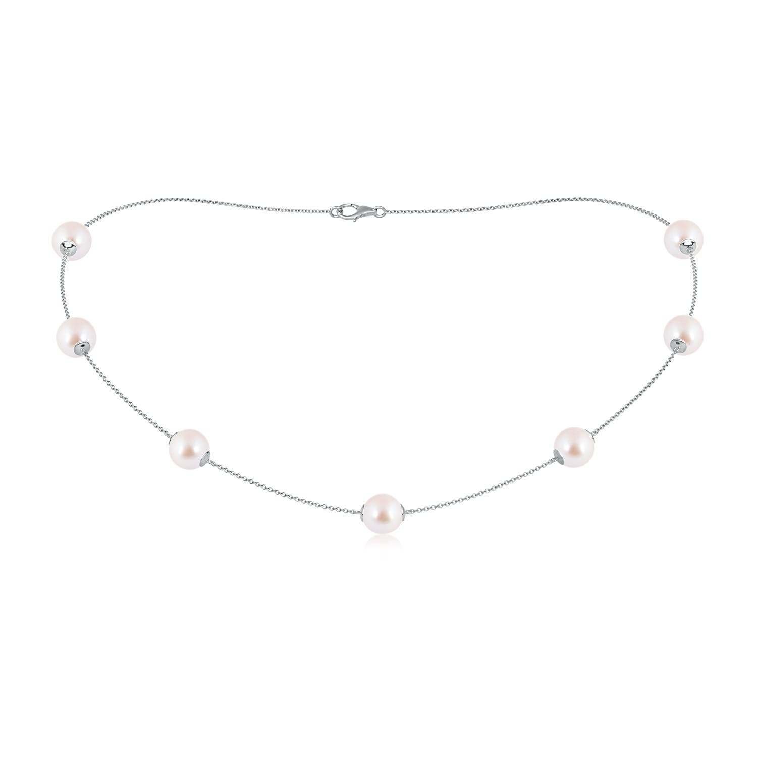 8-8.5mm AAA 16" Japanese Akoya Pearl Station Necklace in White Gold