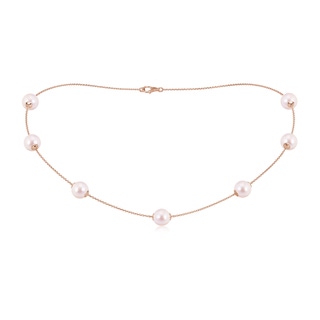 8-8.5mm AAAA 16" Japanese Akoya Pearl Station Necklace in Rose Gold