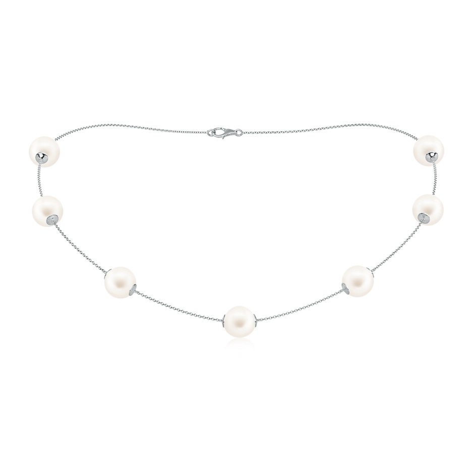 10-10.5mm AA 16" Freshwater Pearl Station Necklace in White Gold 
