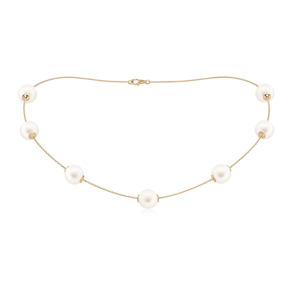 10-10.5mm AA 16" Freshwater Pearl Station Necklace in Yellow Gold 