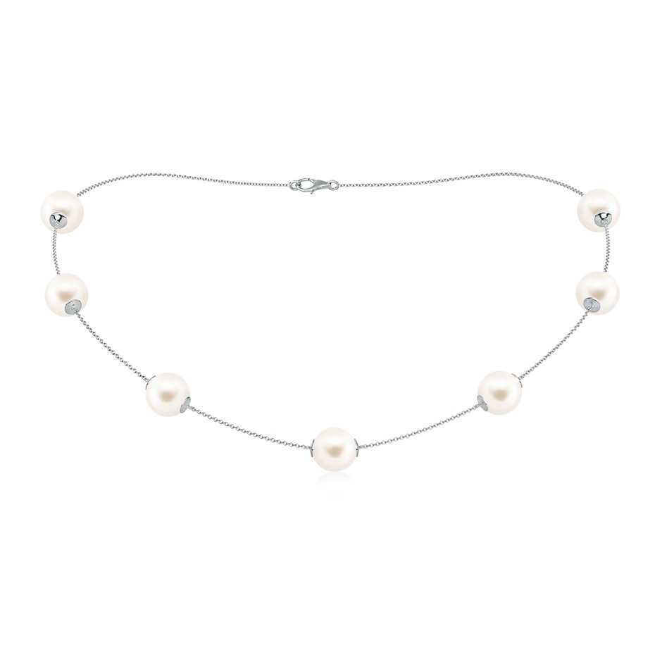 10-10.5mm AAA 16" Freshwater Pearl Station Necklace in White Gold 