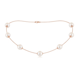 10-10.5mm AAAA 16" Freshwater Pearl Station Necklace in Rose Gold