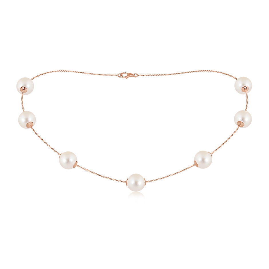 10-10.5mm AAAA 16" Freshwater Pearl Station Necklace in Rose Gold 