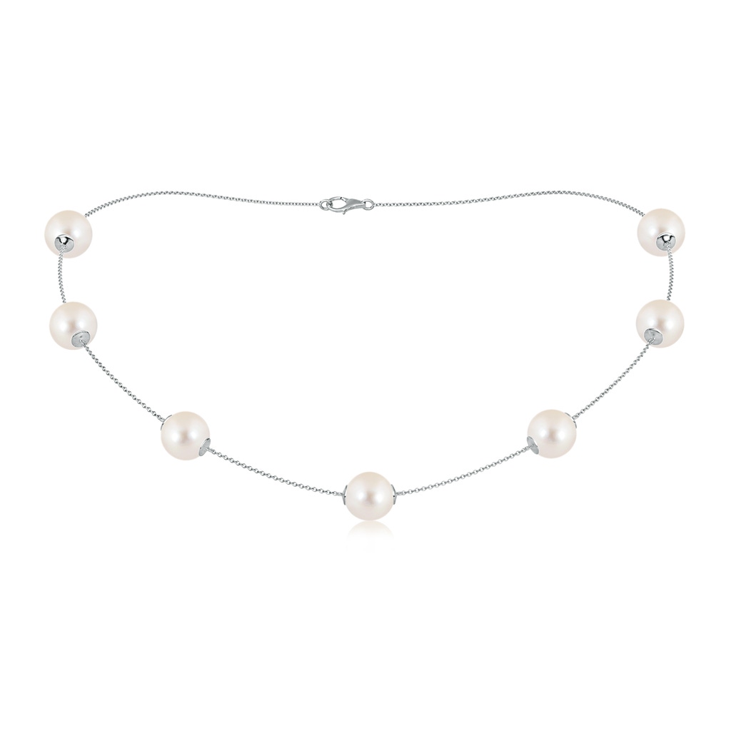 10-10.5mm AAAA 16" Freshwater Pearl Station Necklace in White Gold
