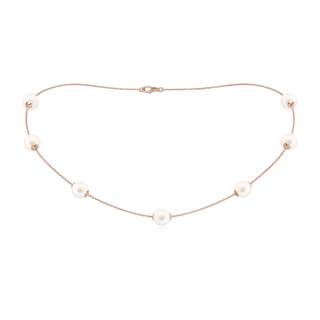 8-8.5mm AA 16" Freshwater Pearl Station Necklace in Rose Gold